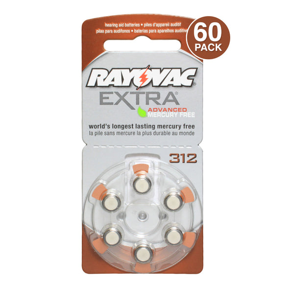 Rayovac 312 Hearing Aid Battery (60 Pack)